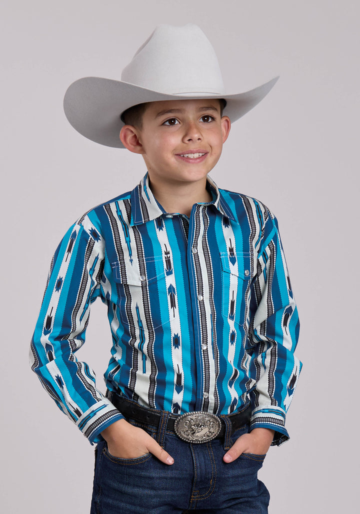 BOYS ROPER DEADSTOCK STRIPE LONG SLEEVE SNAP SHIRT