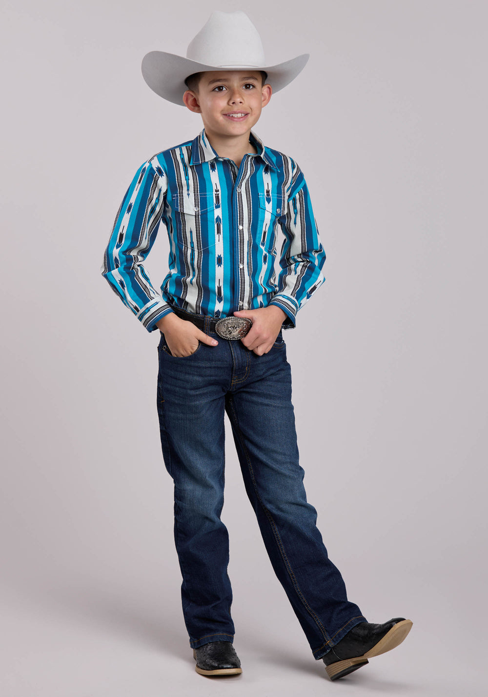 BOYS ROPER DEADSTOCK STRIPE LONG SLEEVE SNAP SHIRT
