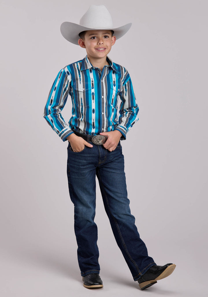 BOYS ROPER DEADSTOCK STRIPE LONG SLEEVE SNAP SHIRT