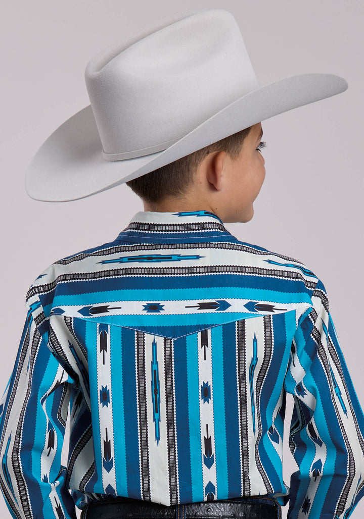 BOYS ROPER DEADSTOCK STRIPE LONG SLEEVE SNAP SHIRT