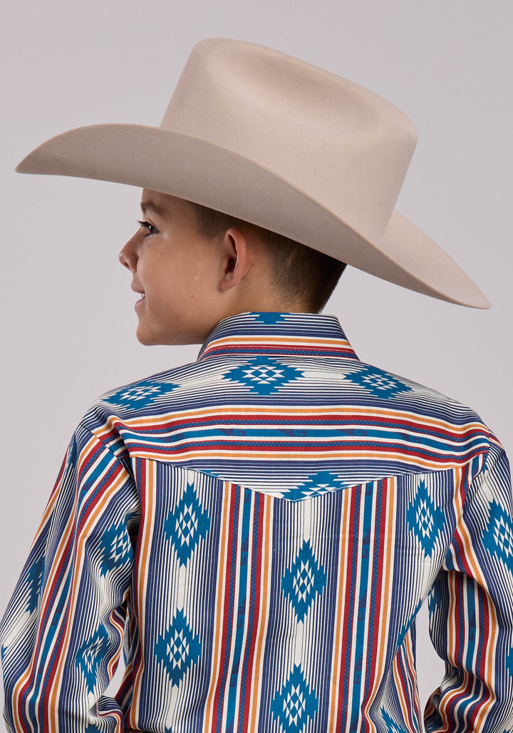 BOYS ROPER OMBRE STRIPE LONG SLEEVE SNAP SHIRT