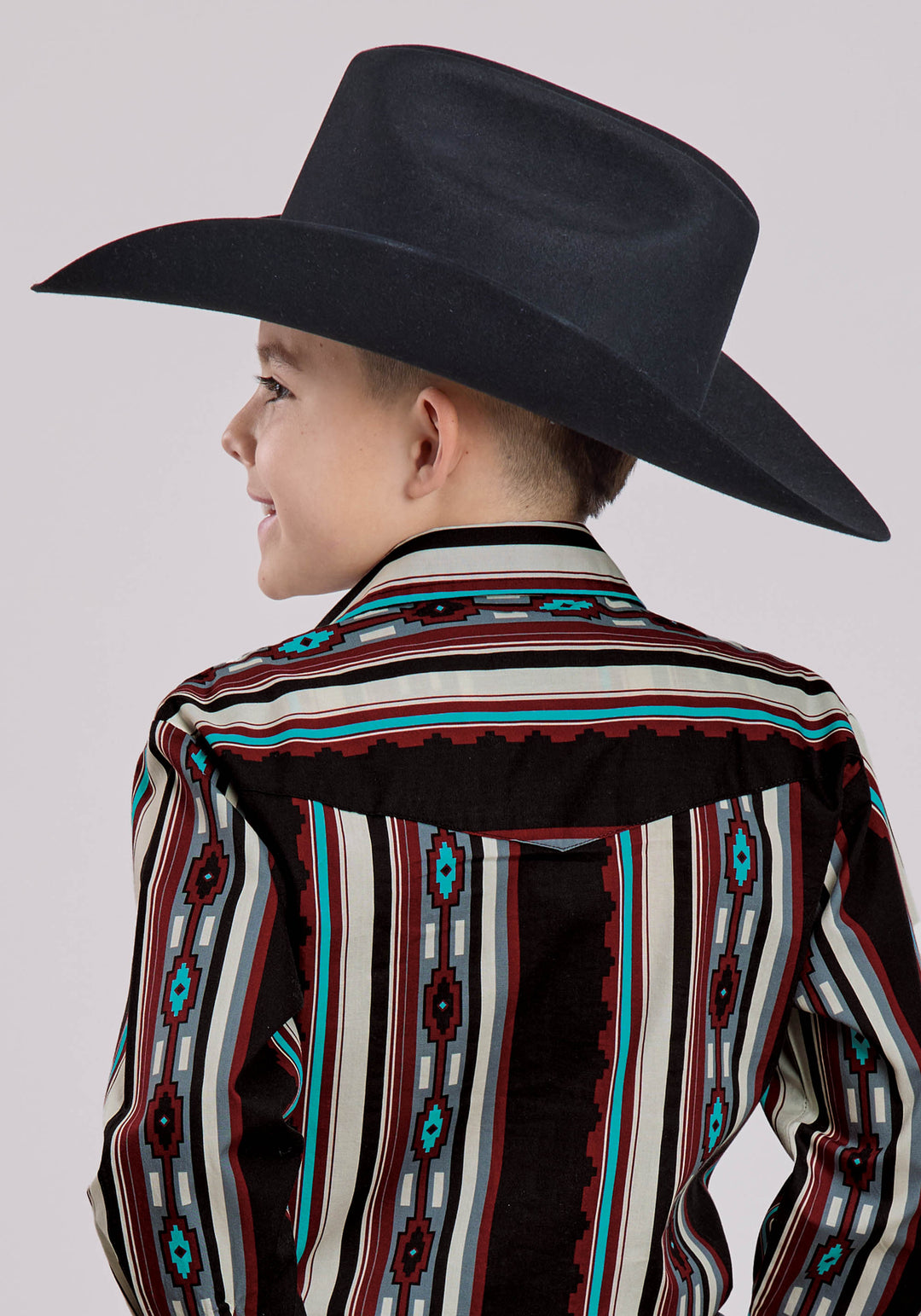 BOYS LONG SLEEVE SNAP SERAPE STRIPE WESTERN SHIRT