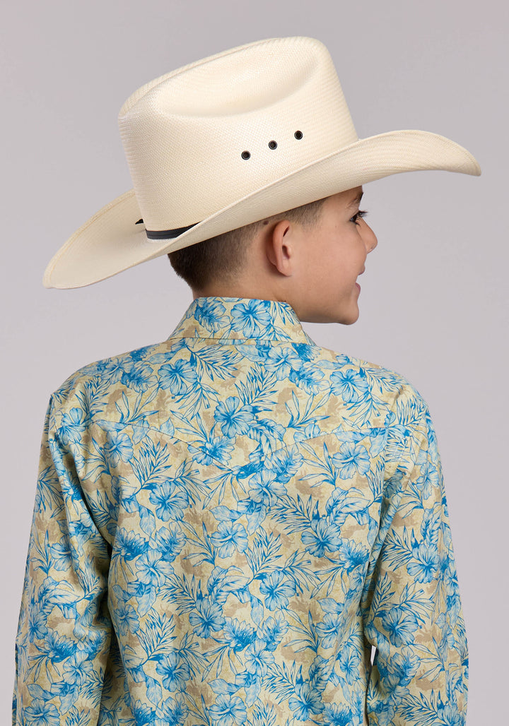 BOYS ROPER HIBISCUS DREAMS PRINT LONG SLEEVE SNAP SHIRT