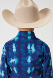 BOYS LONG SLEEVE SNAP HAWAIIAN OMBRE PRINT WESTERN SHIRT