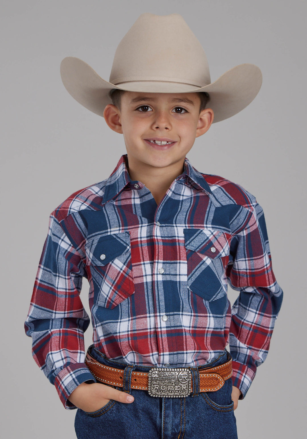 BOYS UNLINED FLANNEL SHIRT LONG SLEEVE SNAP WESTERN SHIRT