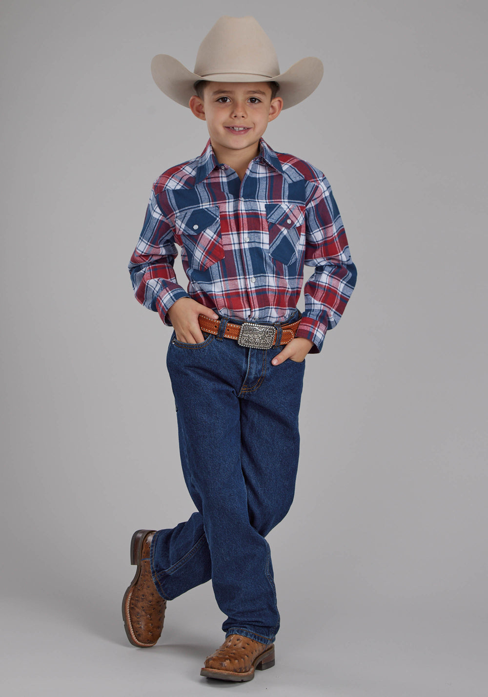 BOYS UNLINED FLANNEL SHIRT LONG SLEEVE SNAP WESTERN SHIRT