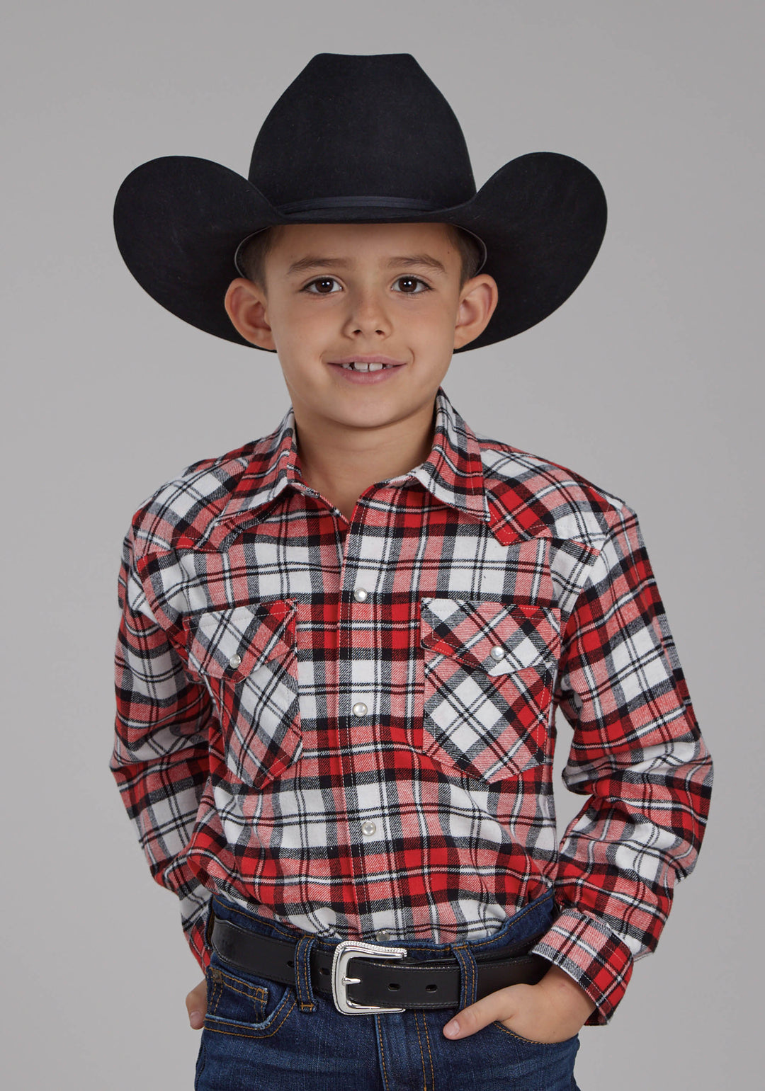 BOYS UNLINED FLANNEL SHIRT LONG SLEEVE SNAP WESTERN SHIRT