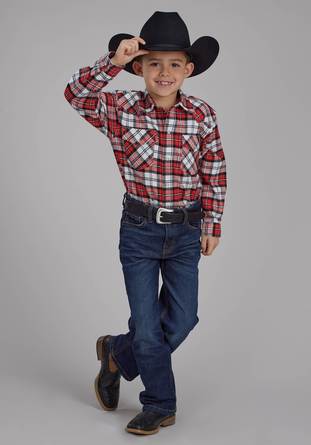 BOYS UNLINED FLANNEL SHIRT LONG SLEEVE SNAP WESTERN SHIRT