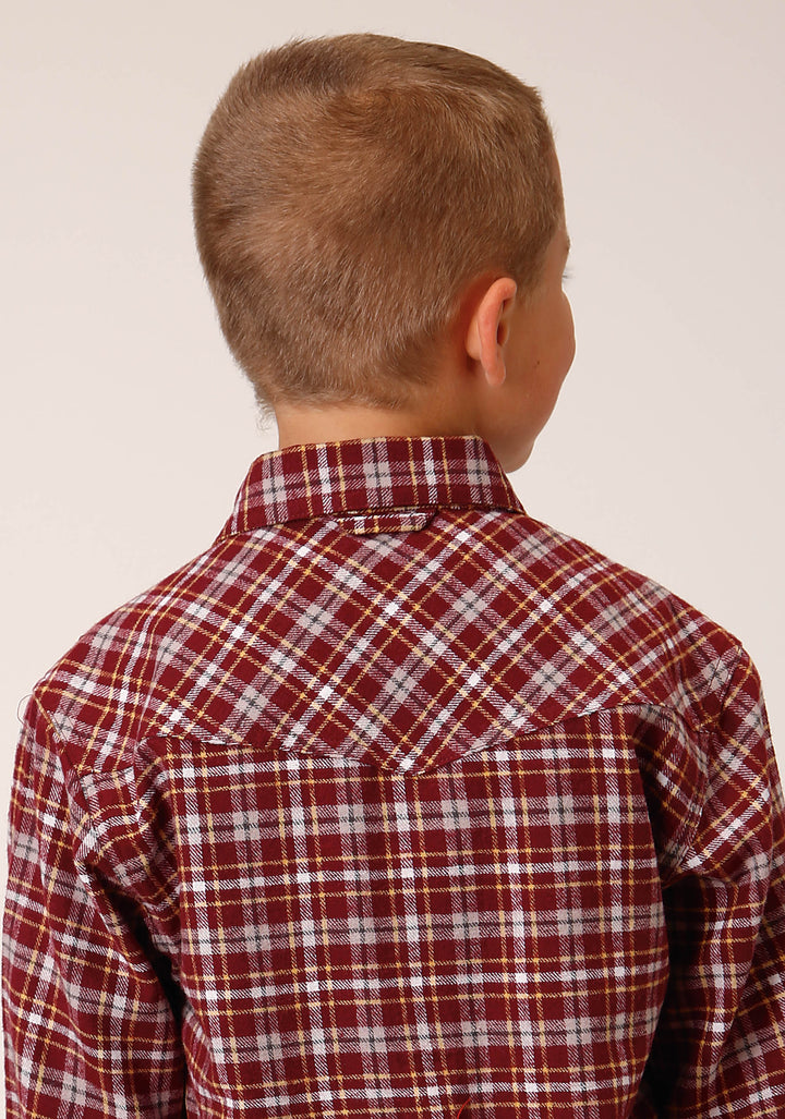 BOYS LONG SLEEVE SNAP UNLINED FLANNEL SHIRTS WESTERN SHIRT