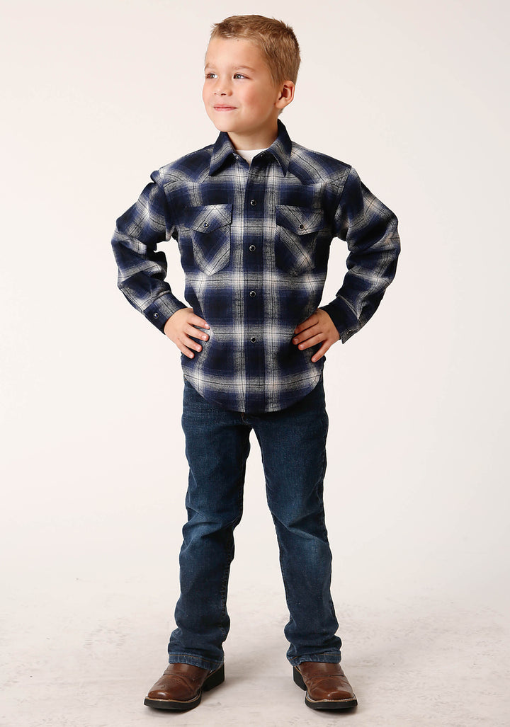 BOYS LONG SLEEVE SNAP UNLINED FLANNEL SHIRTS WESTERN SHIRT