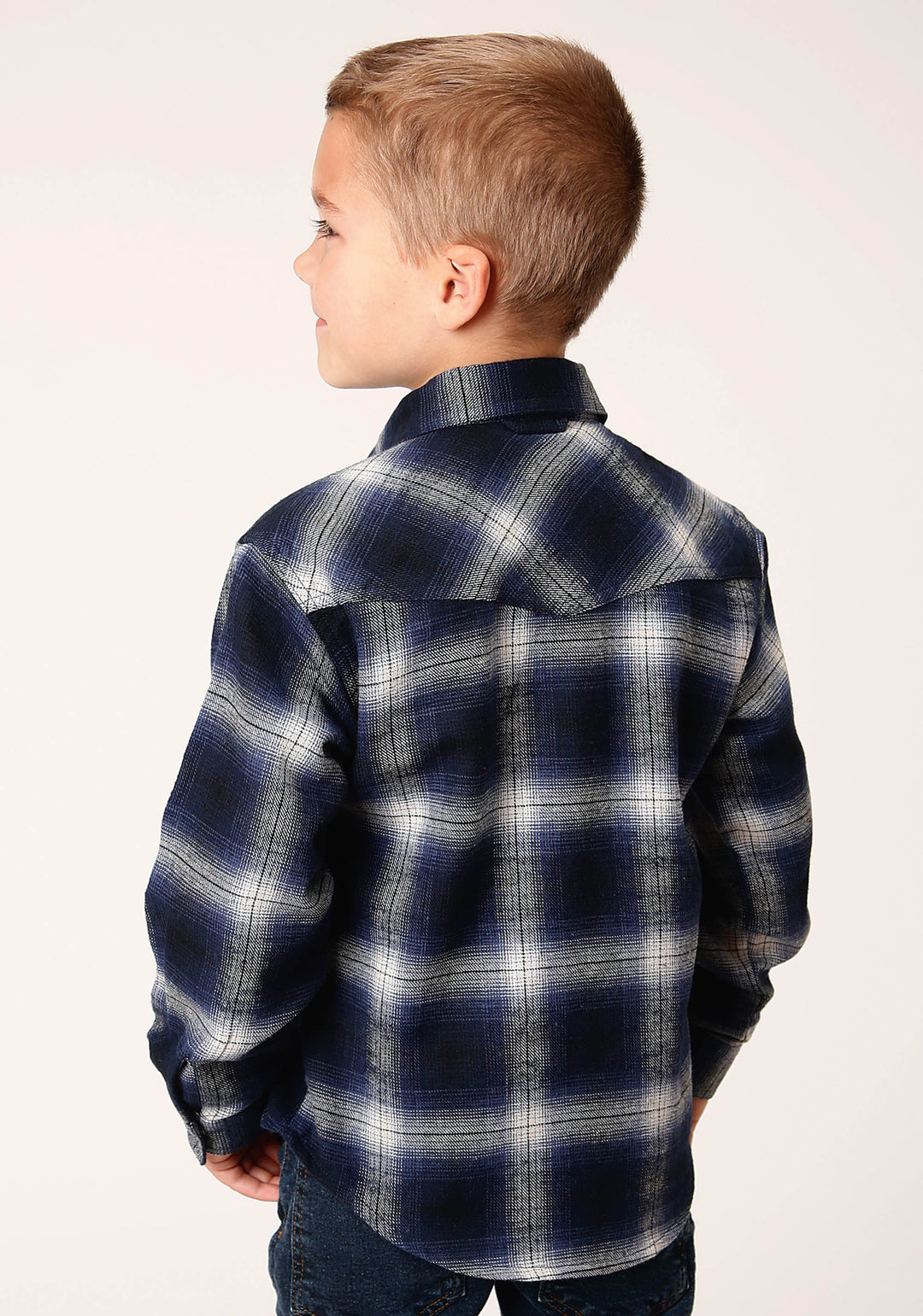 BOYS LONG SLEEVE SNAP UNLINED FLANNEL SHIRTS WESTERN SHIRT