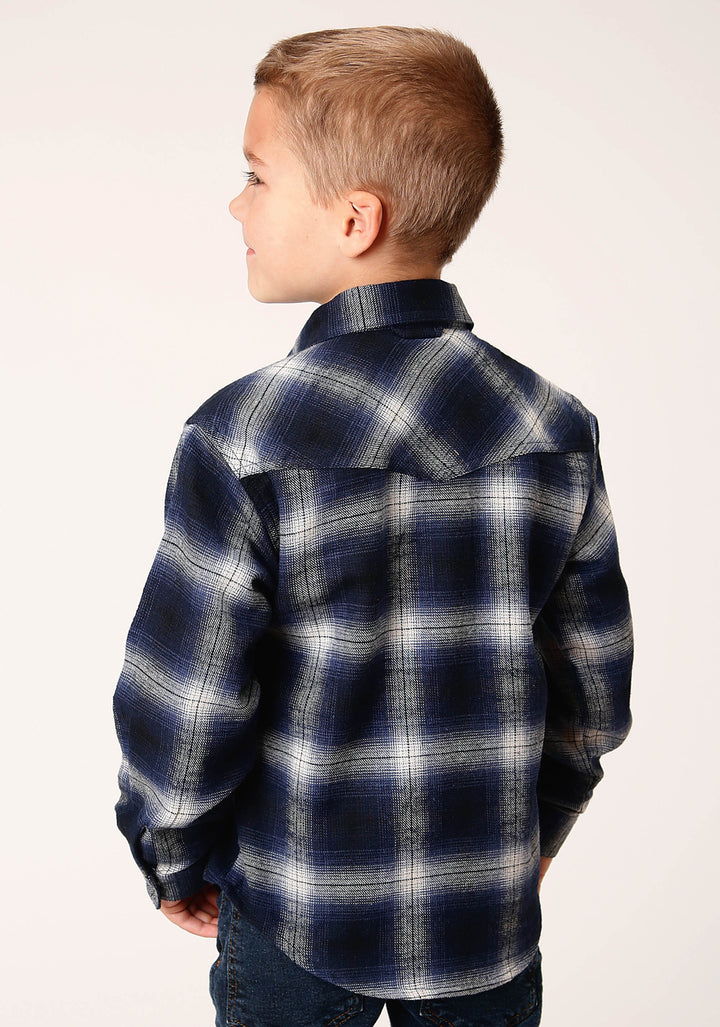 BOYS LONG SLEEVE SNAP UNLINED FLANNEL SHIRTS WESTERN SHIRT