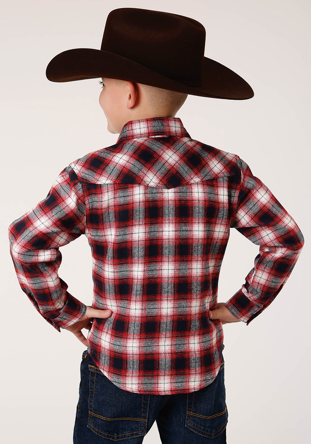 BOYS LONG SLEEVE SNAP UNLINED FLANNEL SHIRT WESTERN SHIRT