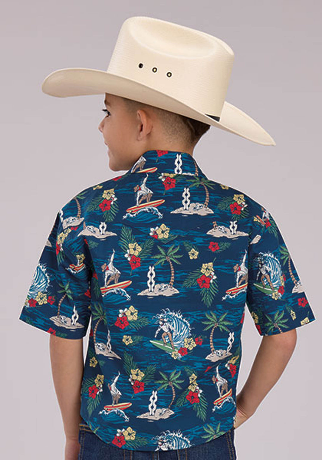 BOYS PANLOLOS PRINT SHORT SLEEVE SNAP WESTERN SHIRT