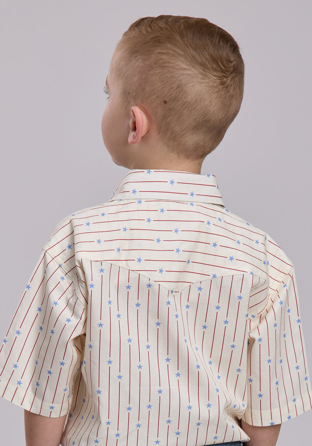BOYS ROPER STARS AND STRIPES PRINT SHORT SLEEVE SNAP SHIRT