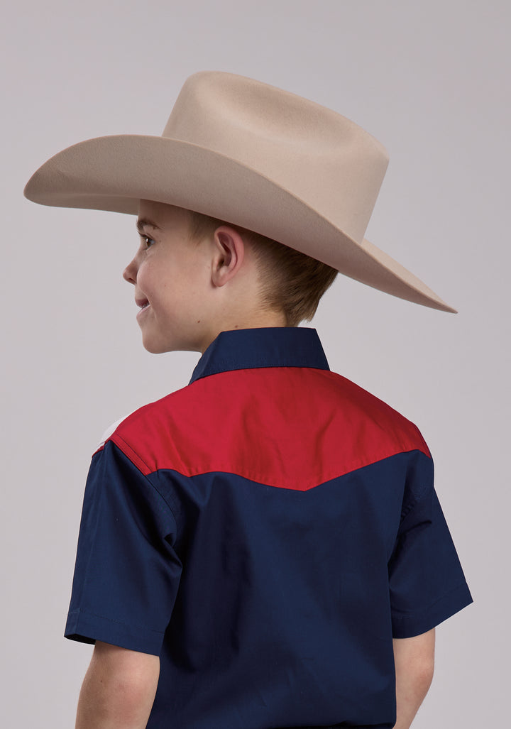BOYS ROPER VERTICAL STARS AND STRIPE PRINT WESTERN SNAP SHIRT