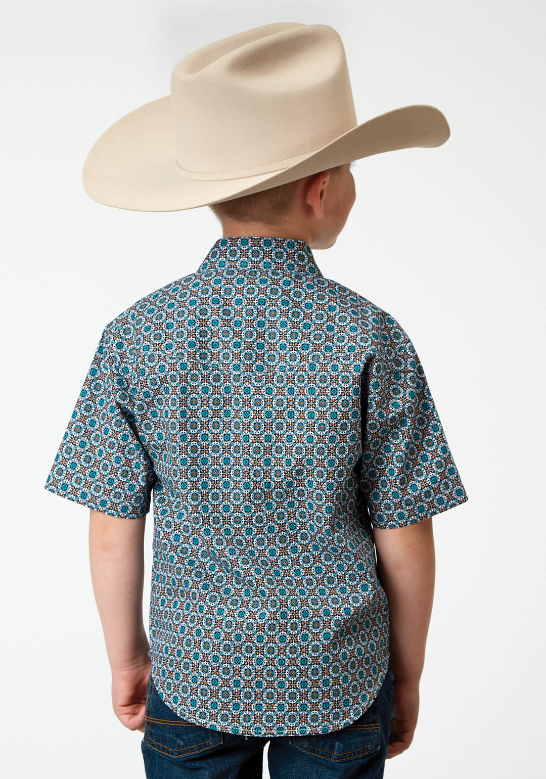 BOYS SHORT SLEEVE SNAP FRONTIER FOULARD WESTERN SHIRT