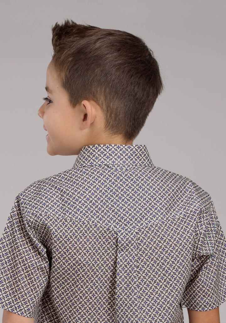 BOYS PINWHELL FOULDARD SHORT SLEEVE BUTTON WESTERN SHIRT