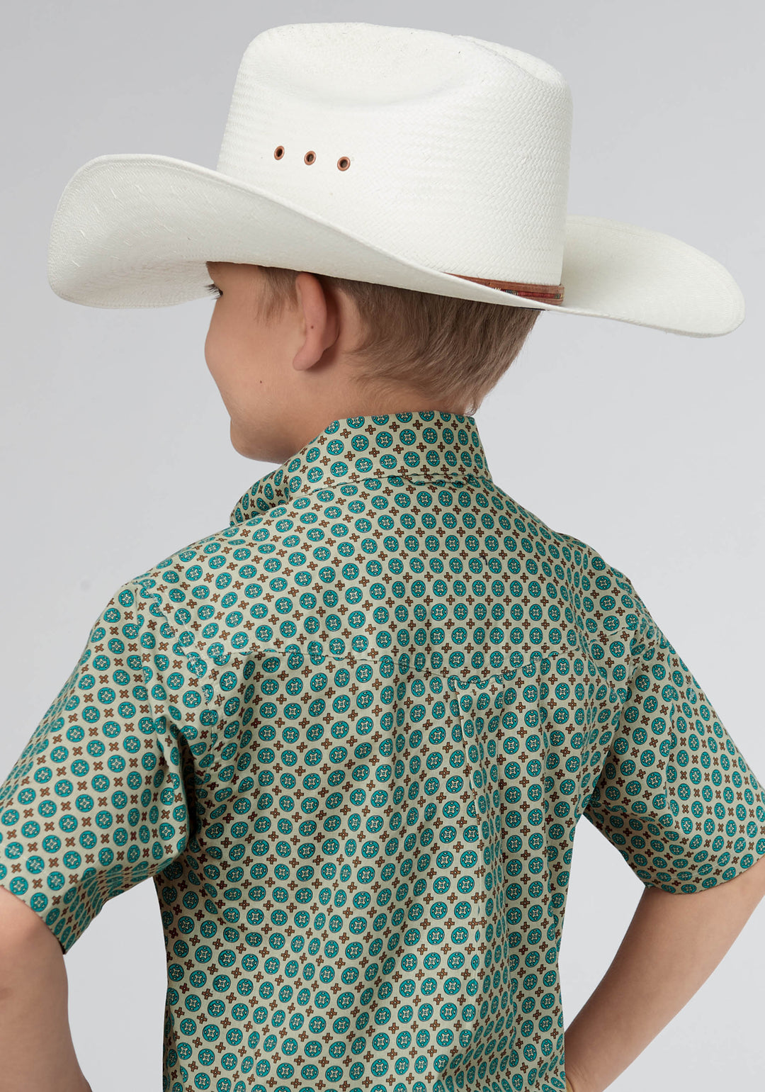 BOYS SEDONA FOULARD PRINT SHORT SLEEVE BUTTON WESTERN SHIRT