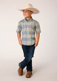 BOYS SHORT SLEEVE BUTTON SANDY PLAID WESTERN SHIRT