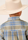 BOYS SHORT SLEEVE BUTTON SANDY PLAID WESTERN SHIRT