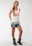 WOMENS RED WHITE AND BLUE SLEEVELESS TOP