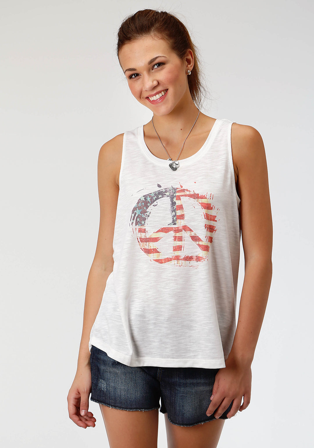 WOMENS RED WHIT AND BLUE SLEVELESS TOP