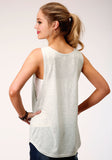 WOMENS HEATHER GRAY WITH SEQUIN DECORATION SLEEVELESS KNIT TOP