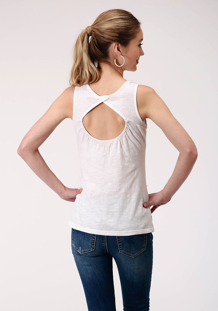 WOMENS SLEEVELESS KNIT SLUB JERSEY TANK TOP