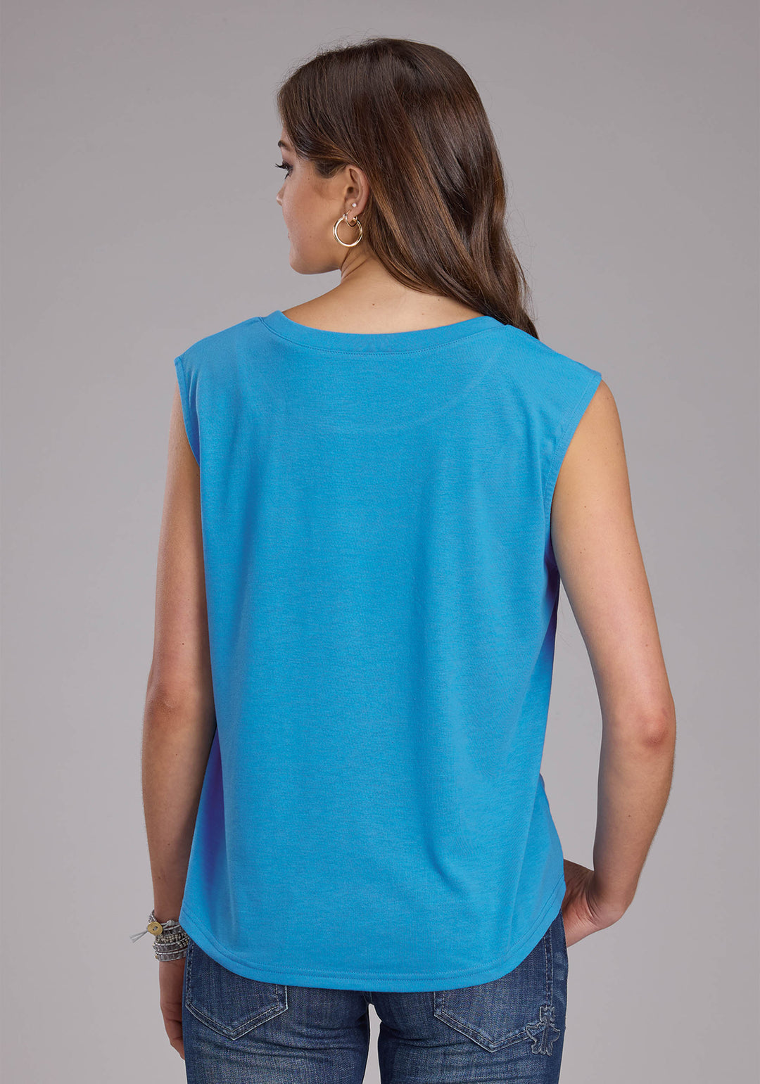 WOMENS POLY RAYON JERSEY SLEEVELESS TEE SLEEVELESS PULLOVER WESTERN SHIRT