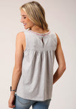 WOMENS SLEEVELESS KNIT HEATHER JERSEY SLVLS TOP TOP