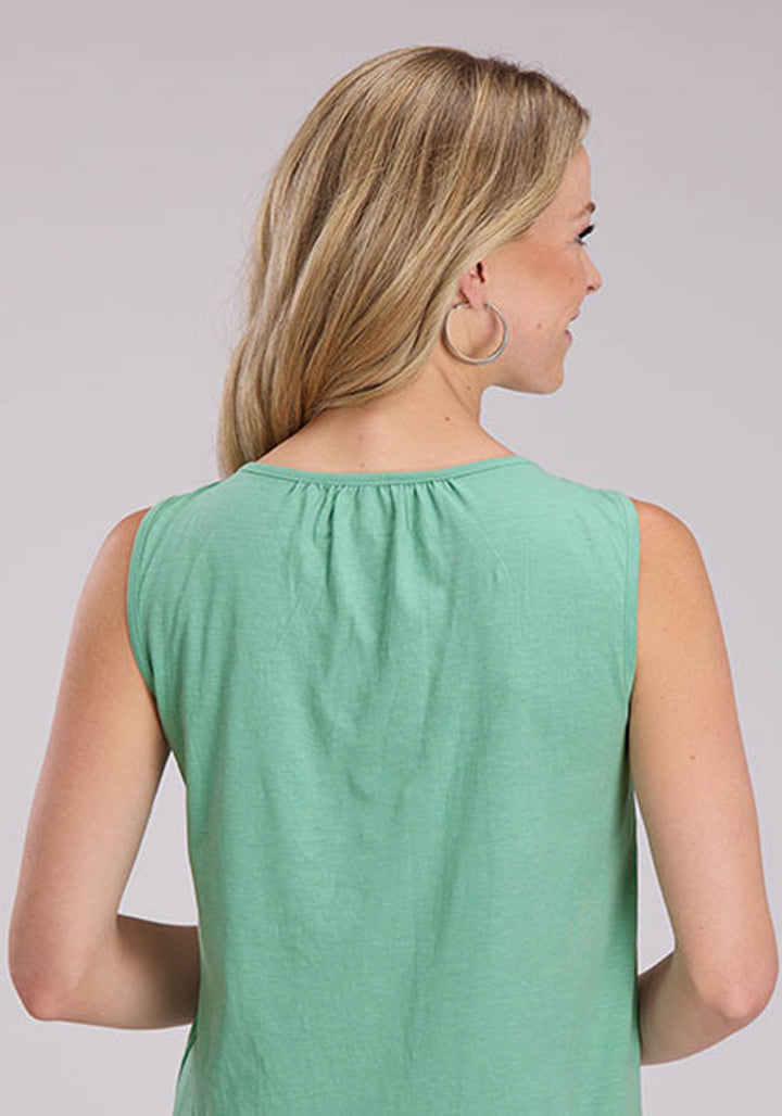 WOMENS SLEEVELESS PULLOVER SLUB COTTON JERSEY KNIT TANK WESTERN SHIRT