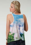 WOMENS SUBLIMATION HORSE PRINT SLEEVELESS KNIT TOP
