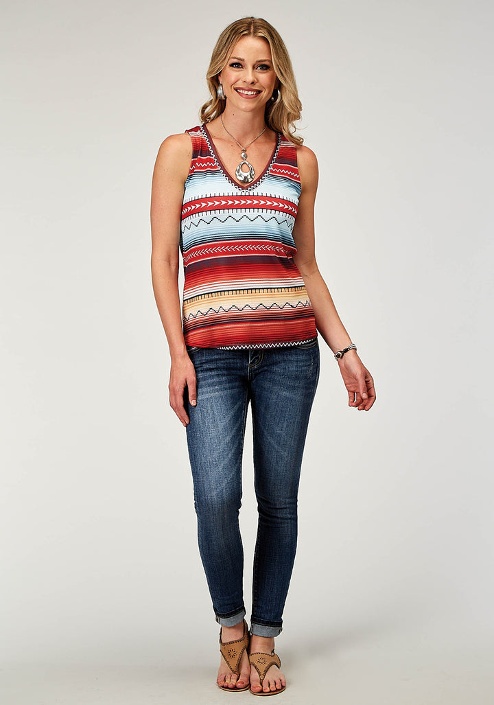 WOMENS SLEEVELESS POLY SPANDEX SWEATER KNIT TANK TOP WITH V NECK WITH SUBLIMATION ON FRONT AND BACK