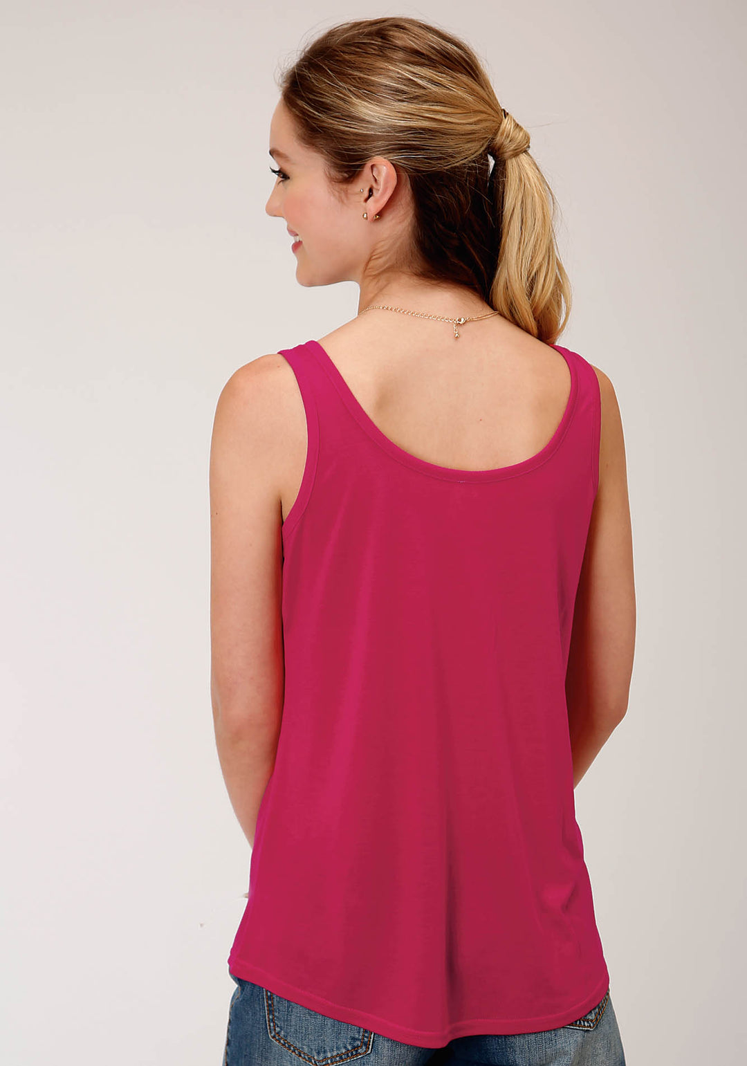 WOMENS PINK WITH CACTUS SCREEN PRINT SLEEVELESS KNIT TOP