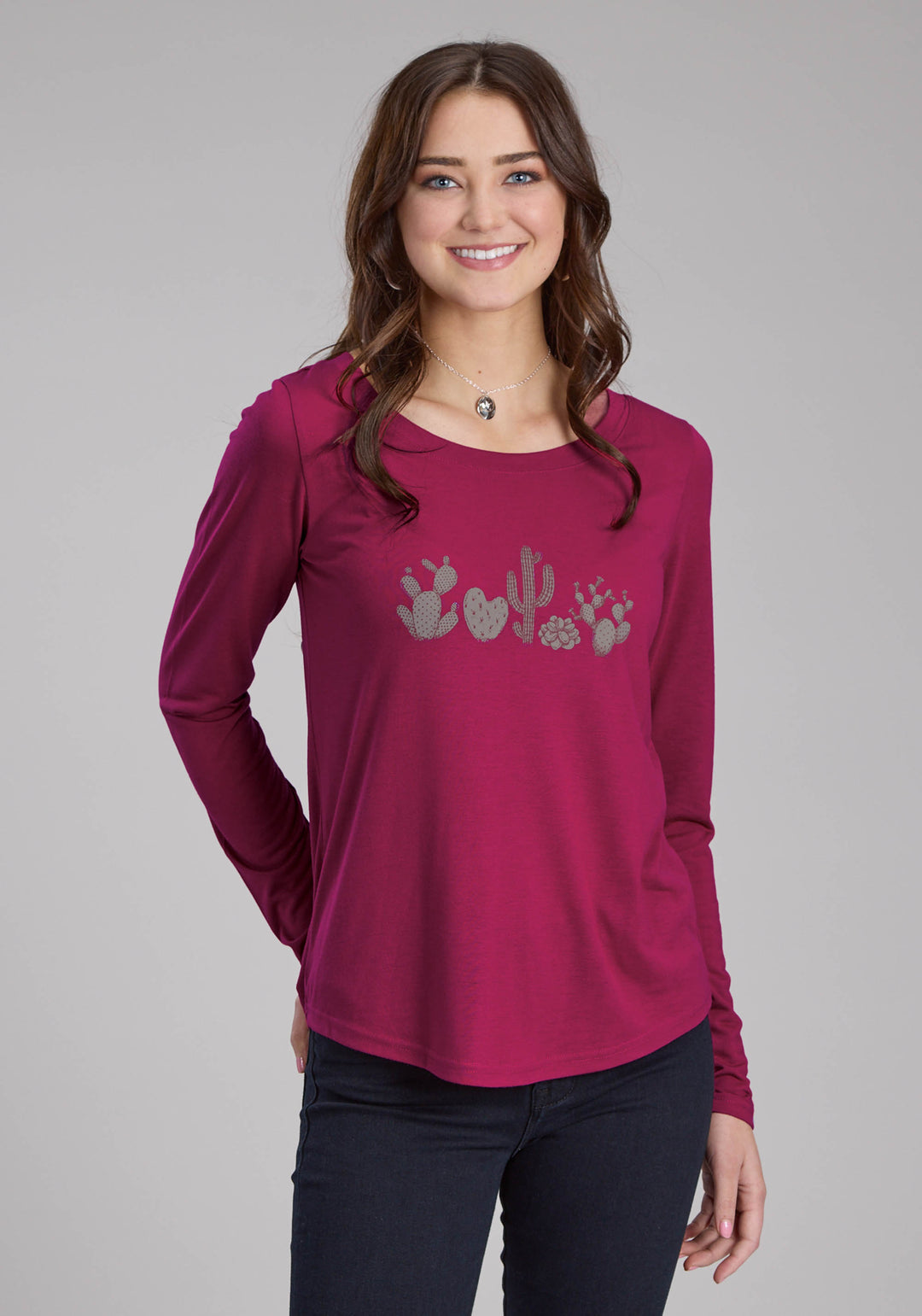WOMENS SCOOP NECK TEE LONG SLEEVE PULLOVER WESTERN SHIRT