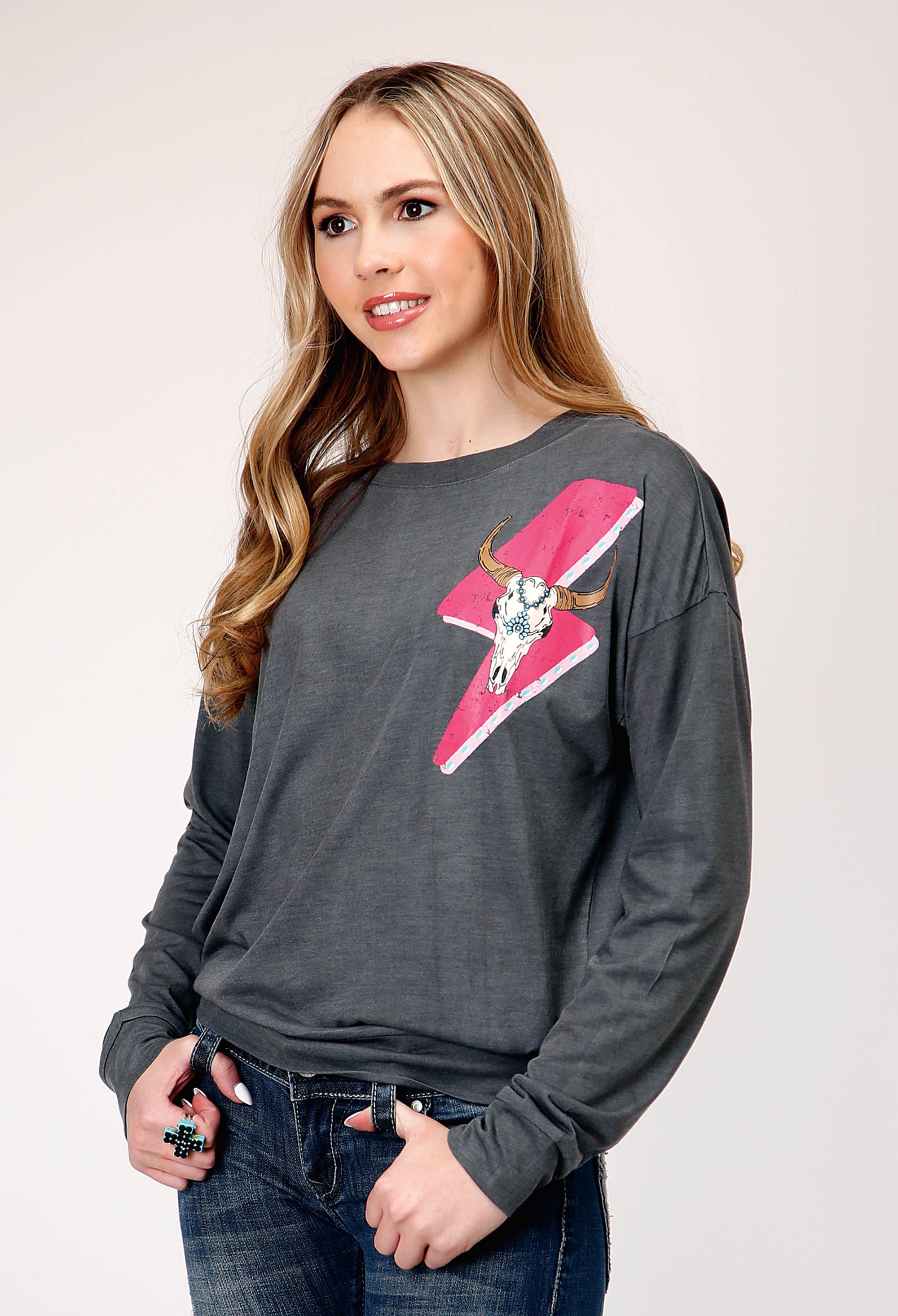Womens Long Sleeve Knit Poly Rayon Jersey Crew Neck Top – Roper Apparel ...