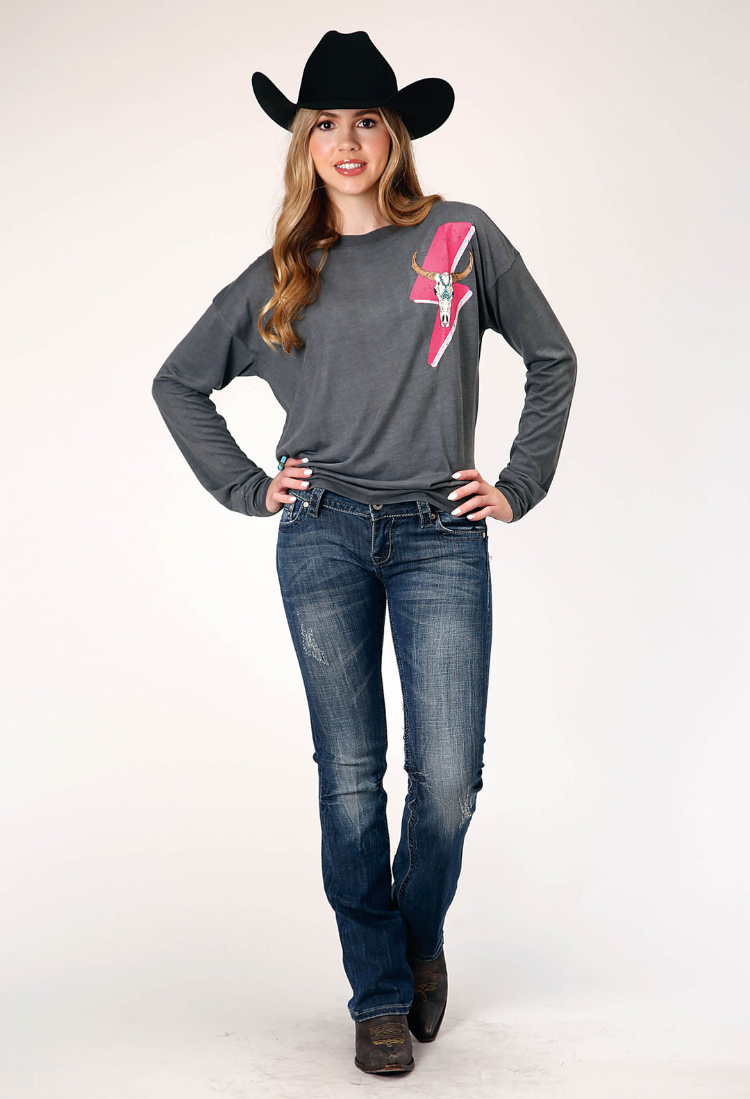 WOMENS LONG SLEEVE KNIT POLY RAYON JERSEY CREW NECK  TOP