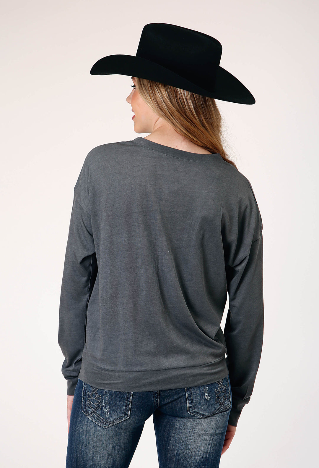 WOMENS LONG SLEEVE KNIT POLY RAYON JERSEY CREW NECK  TOP