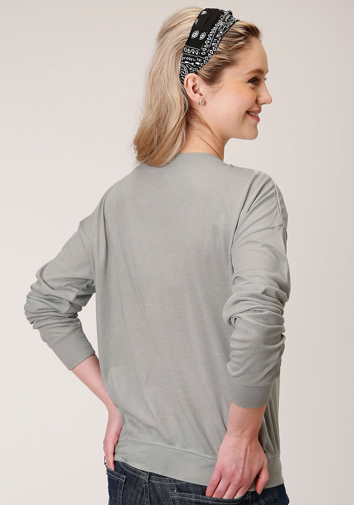WOMENS LONG SLEEVE KNIT POLY RAYON JERSEY LONG SLEEVE  BOXY FIT T TOP