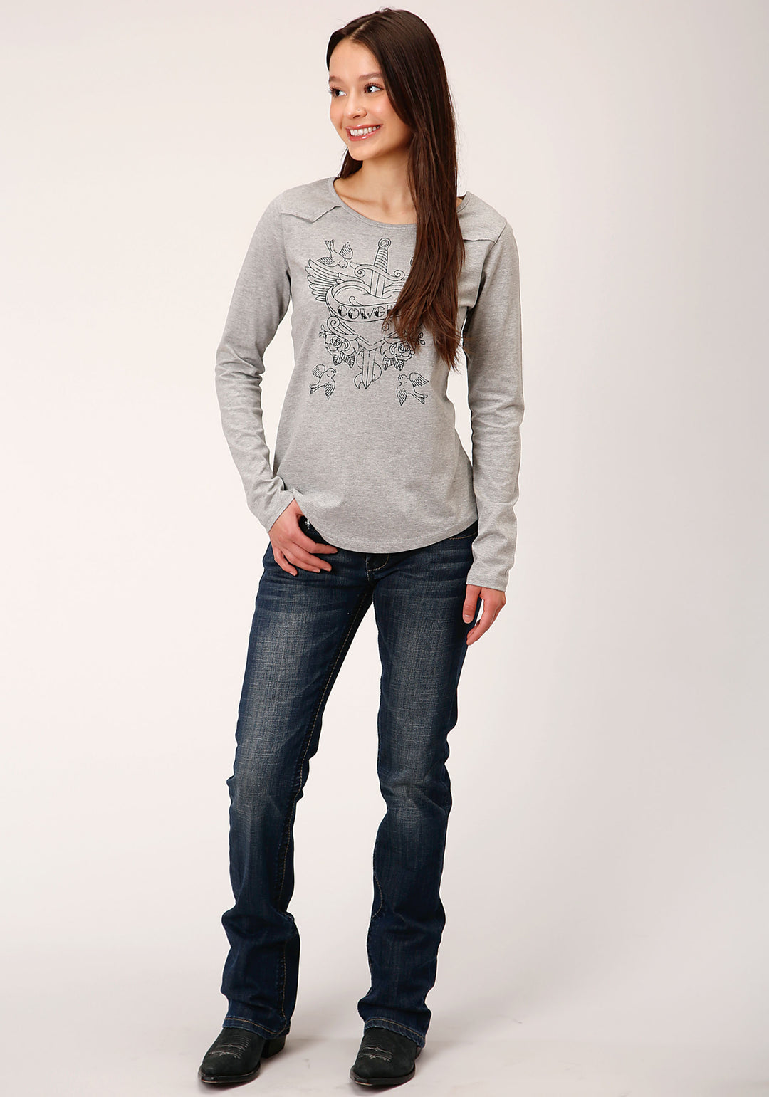WOMENS LONG SLEEVE KNIT POLY RAYON JERSEY BOXY LONG SLEEVE  T TOP