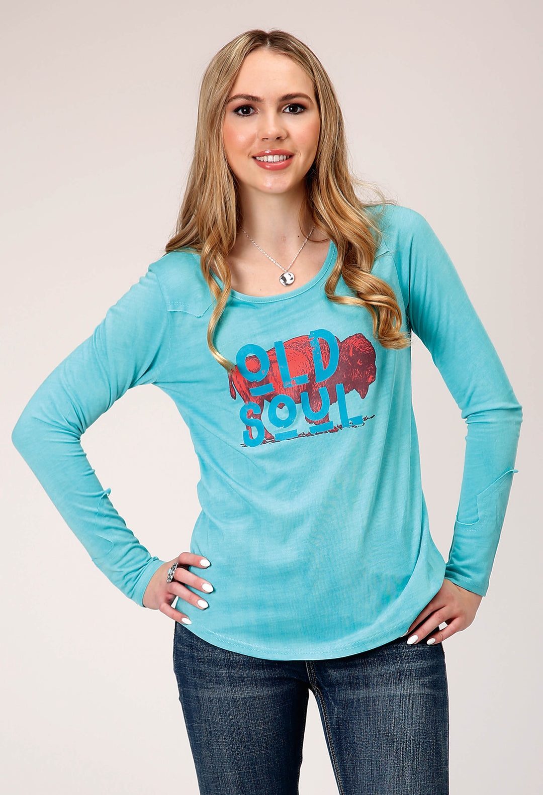 WOMENS LONG SLEEVE KNIT POLY RAYON JERSEY LONG SLEEVE   TOP