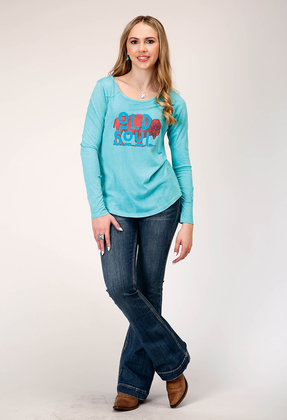 WOMENS LONG SLEEVE KNIT POLY RAYON JERSEY LONG SLEEVE   TOP