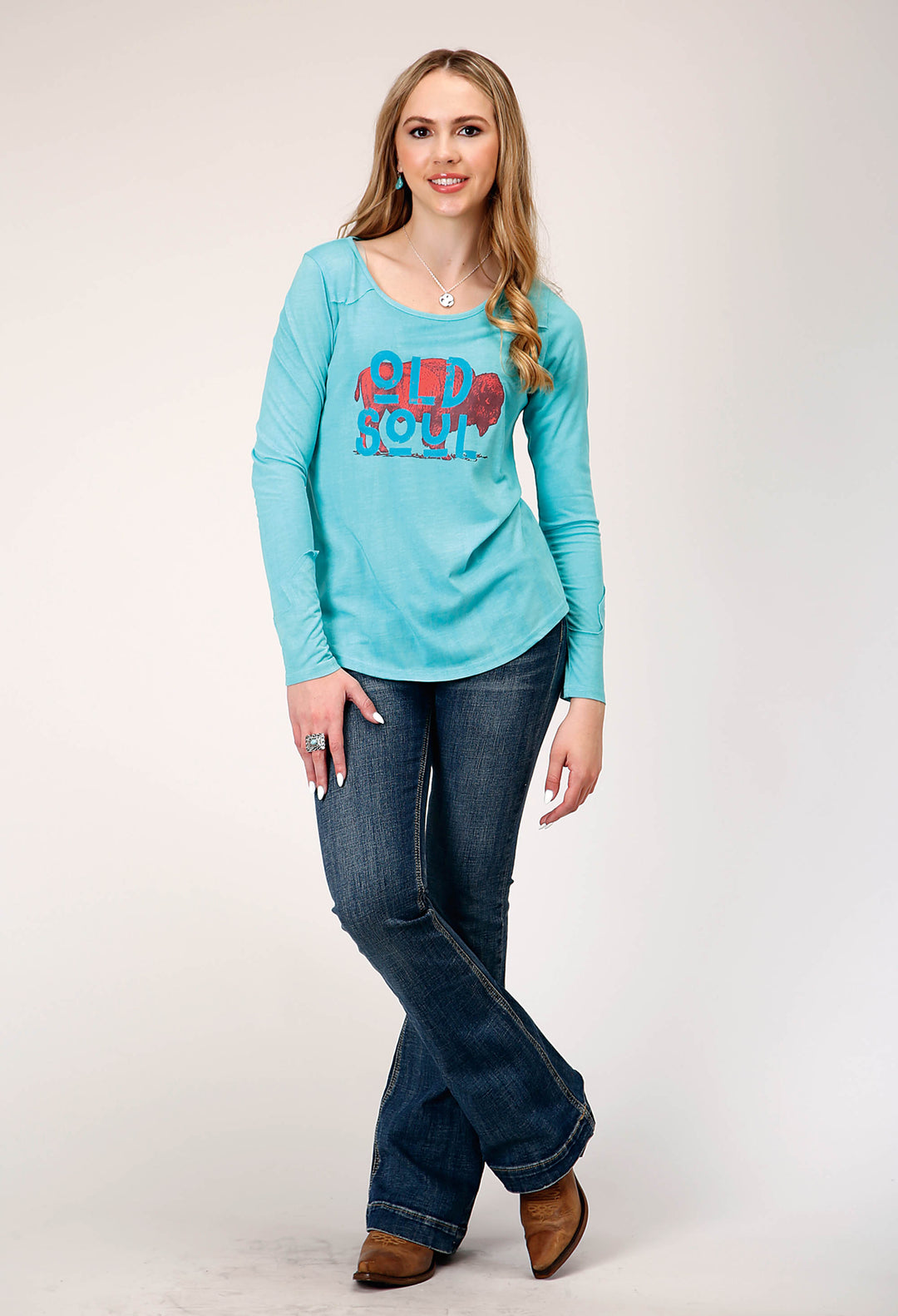 WOMENS LONG SLEEVE KNIT POLY RAYON JERSEY LONG SLEEVE   TOP