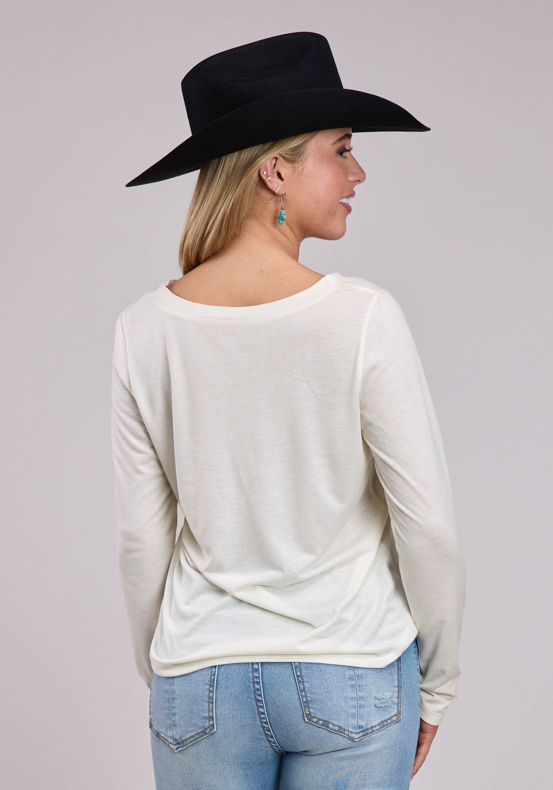 WOMENS LONG SLEEVE PULLOVER POLY RAYON JERSEY TEE WESTERN SHIRT