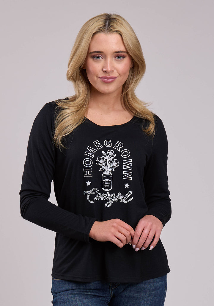 WOMENS LONG SLEEVE PULLOVER POLY RAYON JERSEY TEE WESTERN SHIRT