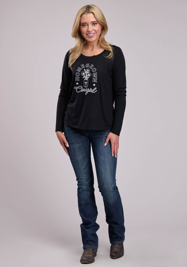 WOMENS LONG SLEEVE PULLOVER POLY RAYON JERSEY TEE WESTERN SHIRT