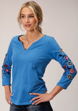 WOMENS LONG SLEEVE KNIT SLUB JERSEY  TOP