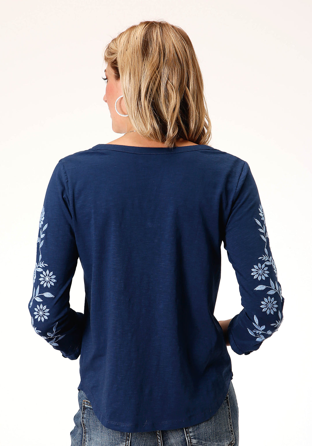 WOMENS LONG SLEEVE KNIT COTTON SLUB JERSEY TOP