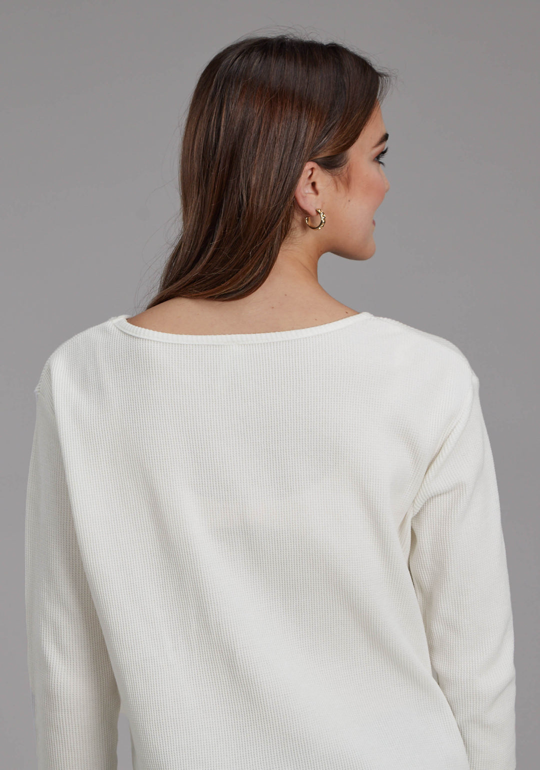 WOMENS WAFFLE SLUB TEE LONG SLEEVE PULLOVER WESTERN SHIRT